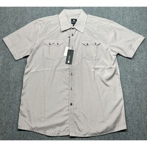 Vintage PJ Mark Shirt Mens XL Burgundy Striped Short Sleeve Button Up Y2K New